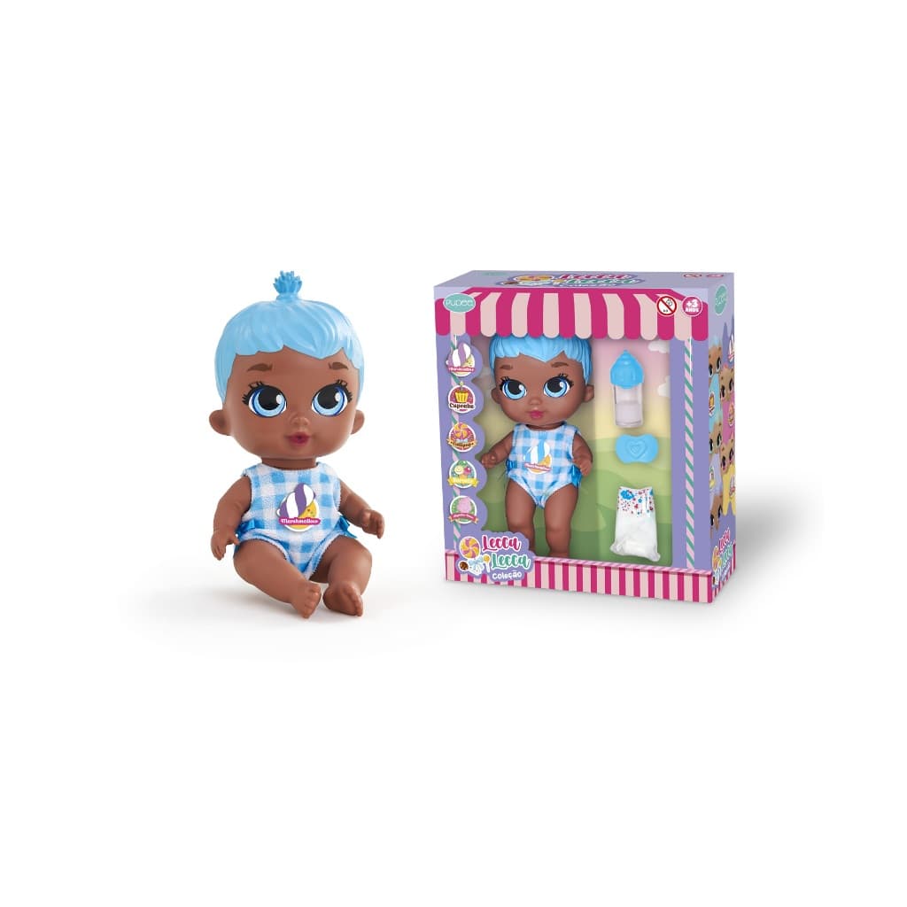 Boneca Pequena Brinquedo Macio Vinil Mamadeira Chupeta Fralda morena Bebe barata Lecca Lecca Pupee