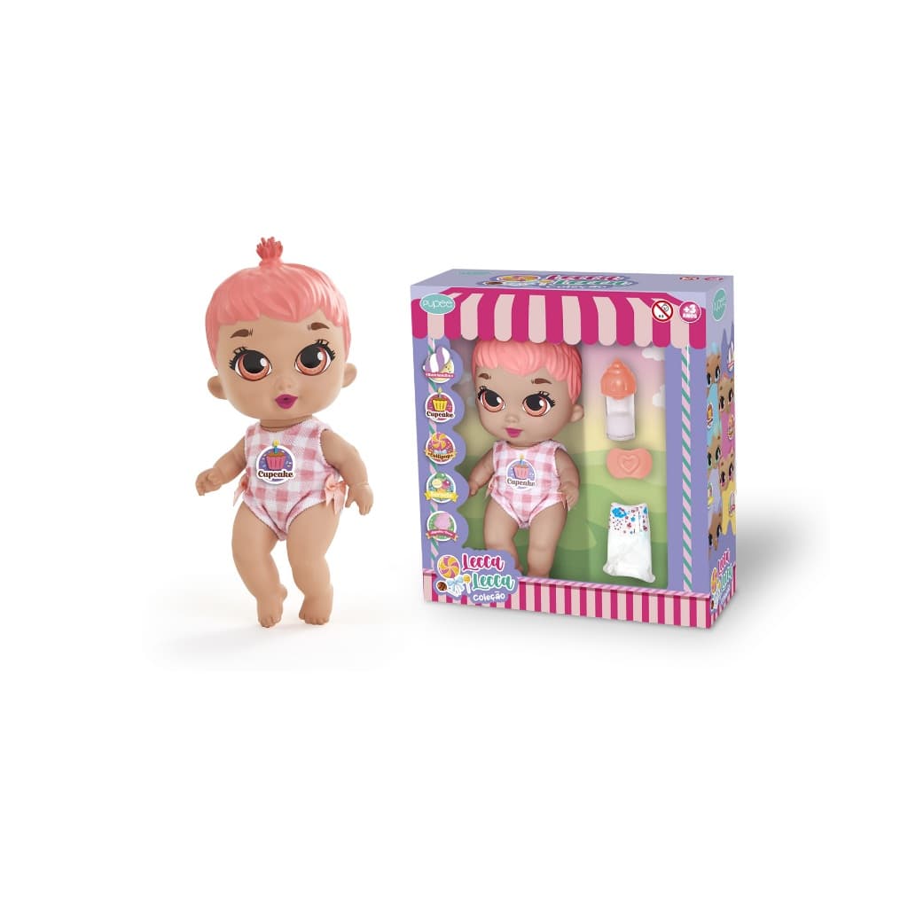 Boneca Acessorios Pequena Macia Brinquedos Mamadeira Chupeta Fralda Coleção bebe Lecca Lecca Pupee