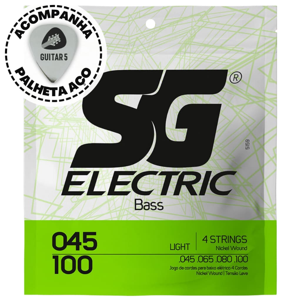 Encordoamento Para Baixo 4 Cordas 045 SG Extra Light 5159 ( Jogo De Cordas Contra Baixo 4C.)