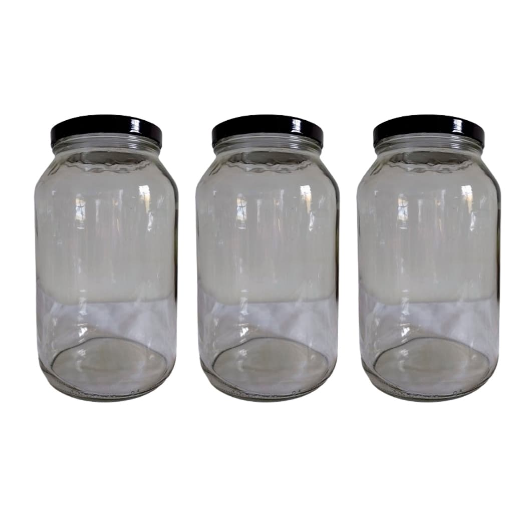 Kit 3 Potes de Vidros 3.5L Tampas de Plásticos Potes para Mantimentos Alimentos ESCOLHA VARIAÇÃO