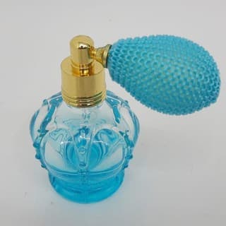 Porta perfume retrô com borrifador Azul  rosa ou lilás Lindo