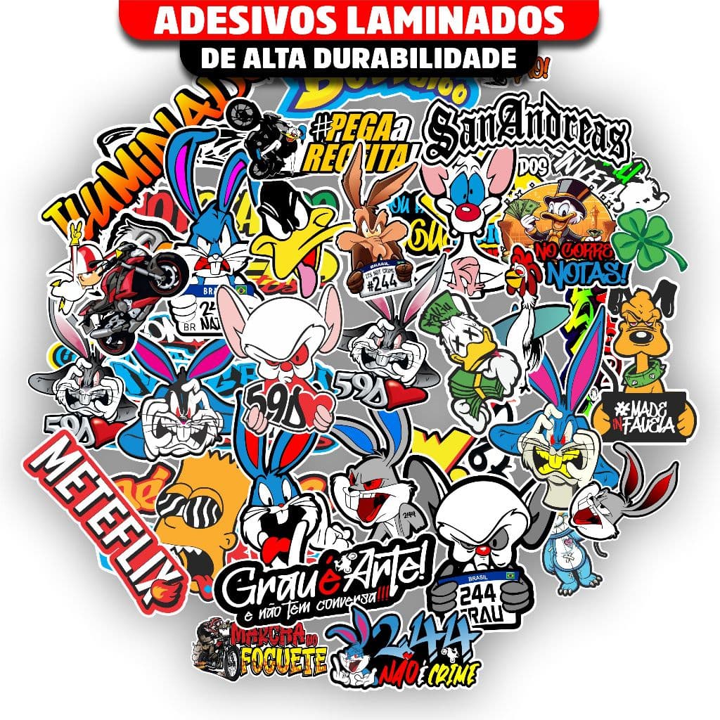 Super Cartela de adesivos que não desbotam - 54 adesivos moto bike capacete