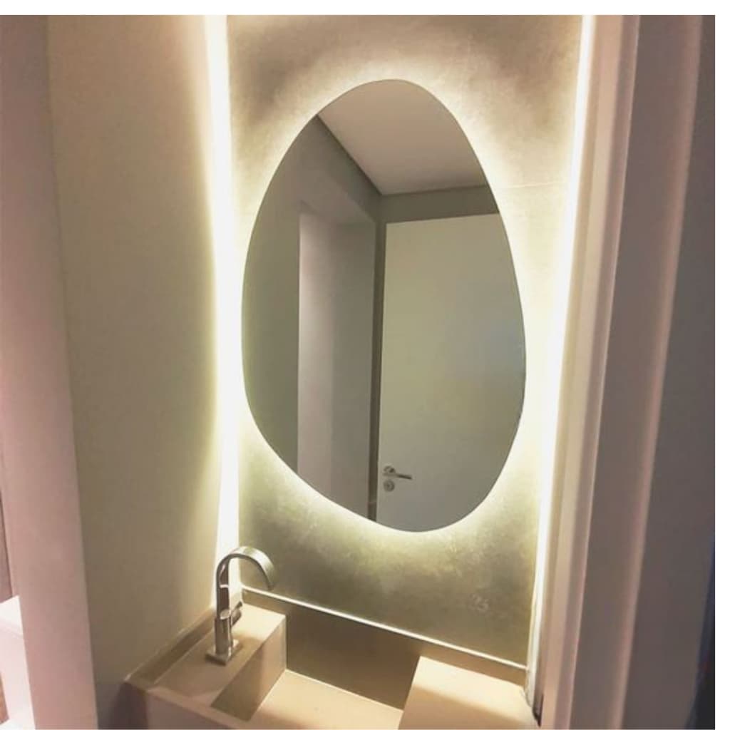 Espelho 70*80 Orgânico C Led Sem Fio 2 Cores Decoração