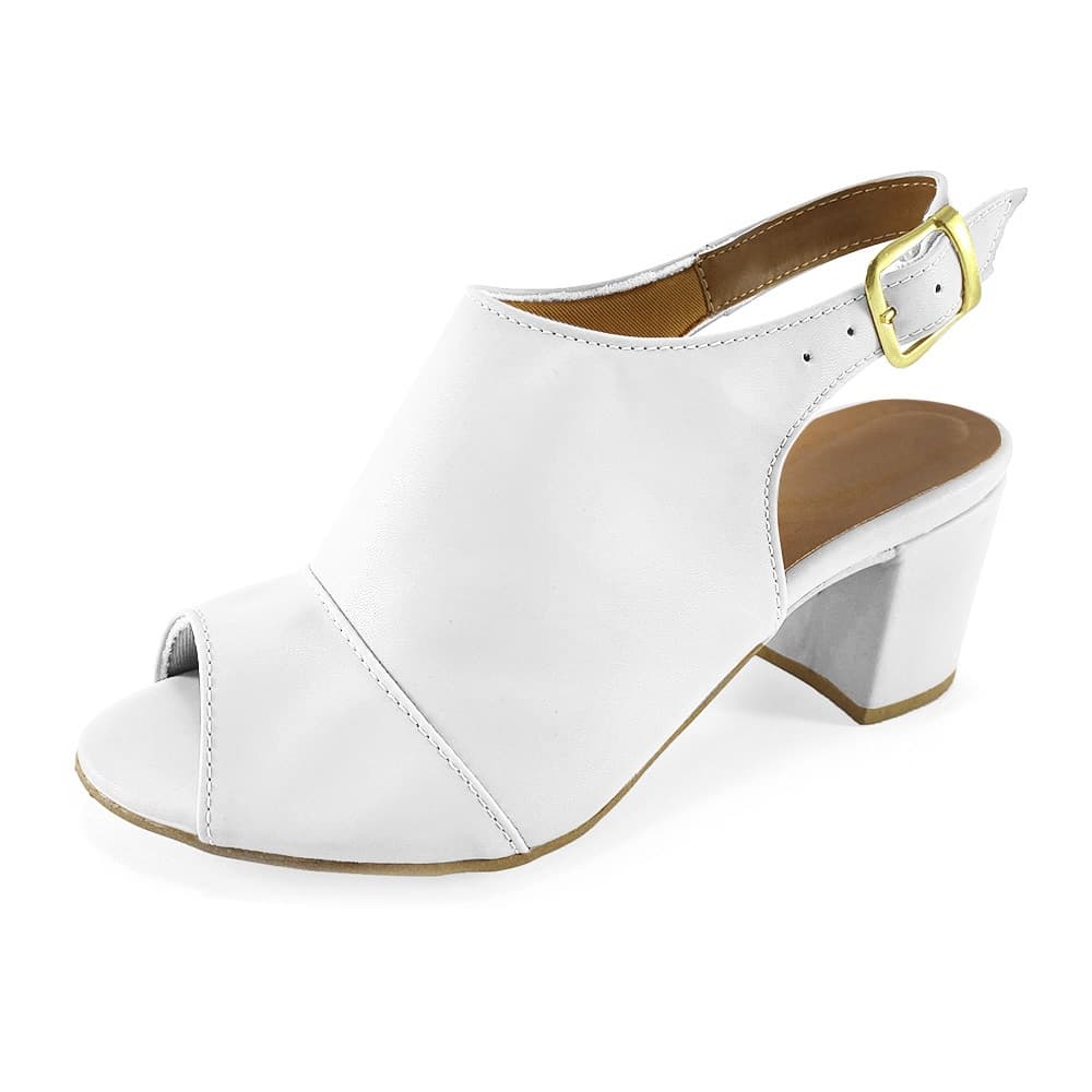 Tamanco Feminino Sandália Feminina Bota Salto 6cm Branco Dia a Dia JCL