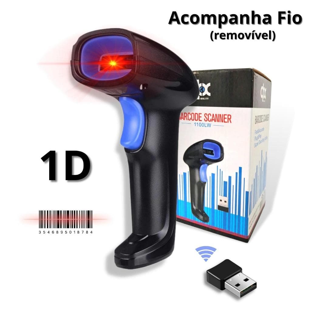 Leitor De Código Barra Laser Wireless Sem Fio Usb Pdv Ean 1D