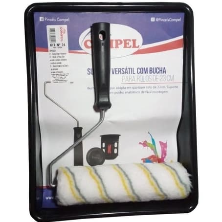 Kit Para Pintura 3 Peças (Rolo + Suporte + Bandeja grande) - Compel