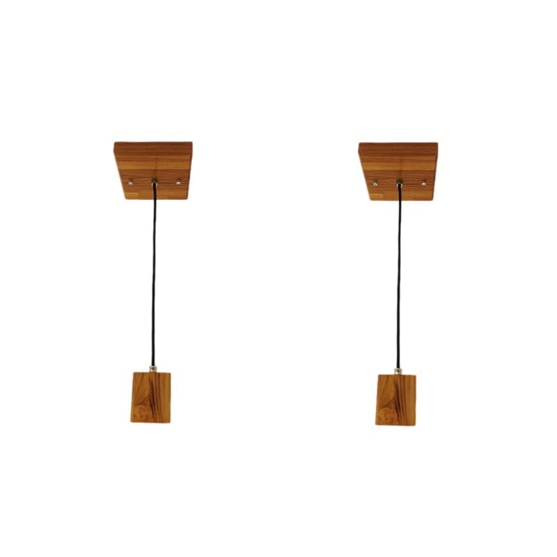 Kit 2 Pendentes Rústicos Madeira TECA Maciça