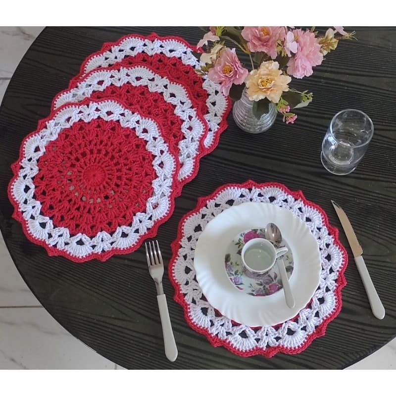 Jogo de supla para café de crochê 4 peças/chá de crochê; mini Supla para café/chá de crochê kit com 4 peças