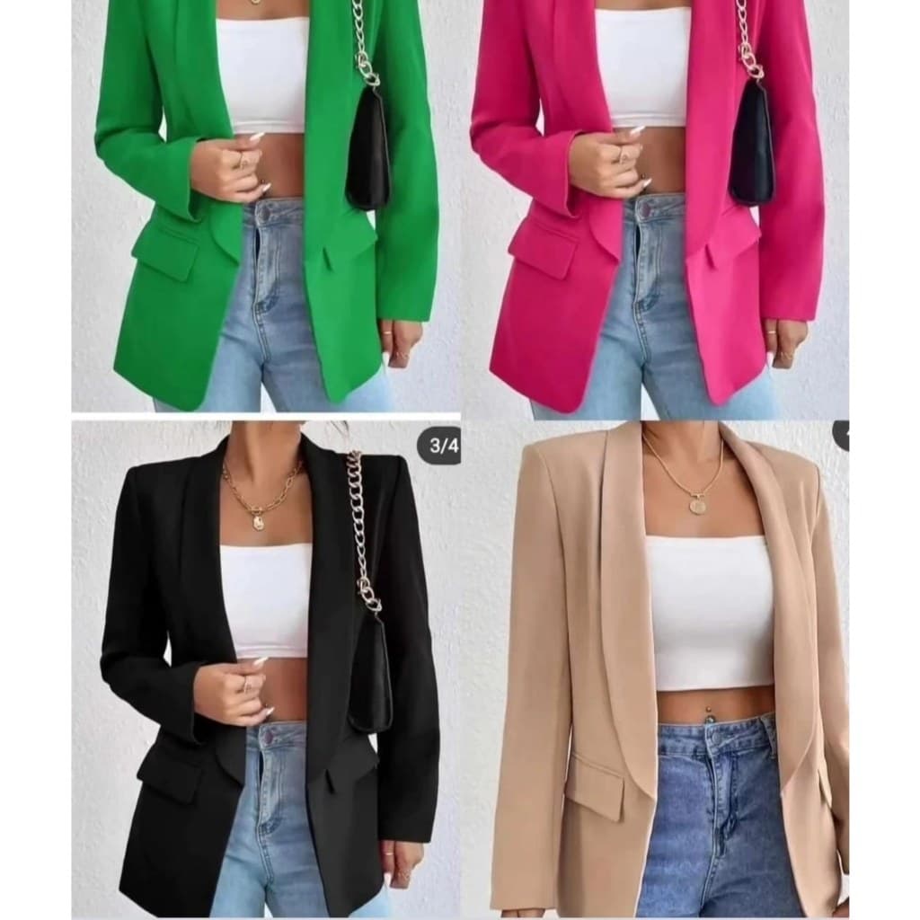 Blazer feminino alfaiataria casaco social cardigan paletó