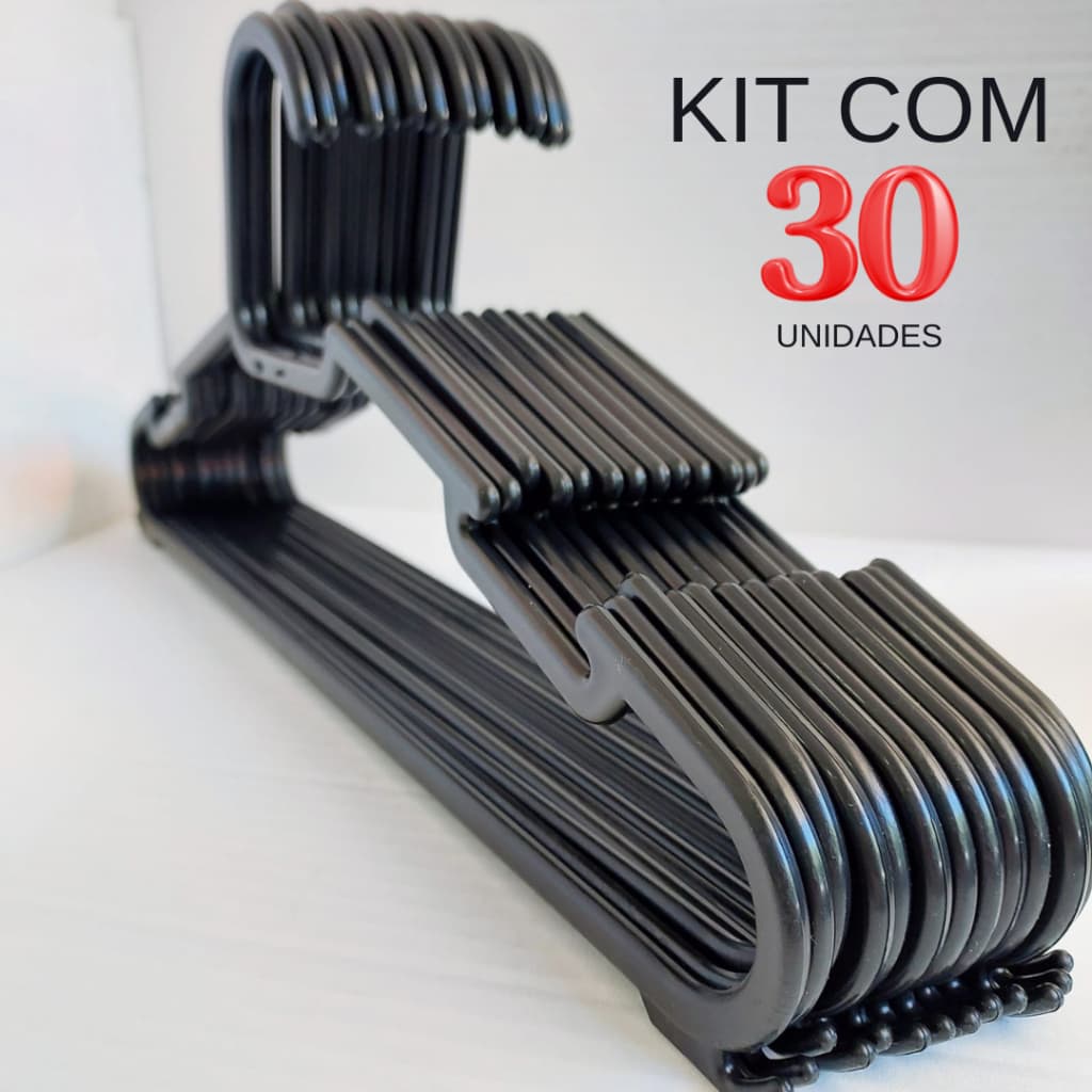 KIT 30 CABIDE MODELO COMBATE PRETO ADULTO REFORÇADO E RESISTENTE ROUPAS PESADAS JAQUETAS CALÇAS