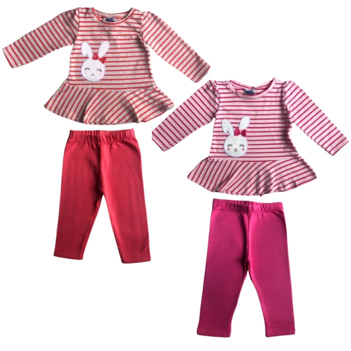 Conjunto Blusa E Legging Bebê Menina Kiko E Kika Manga Longa Calça Feminina Infantil REF. 9197