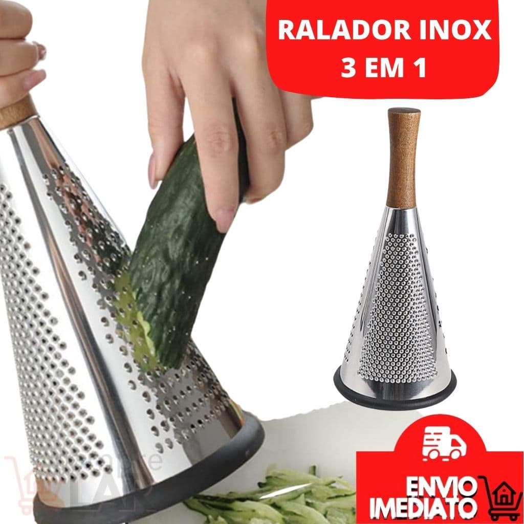 Ralador de Legumes Verduras Alimentos Aço Inox 3 Lâminas Com Cabo Multifuncional Utensílio Artigos de Cozinha