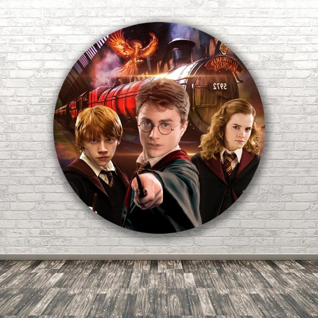 Painel Redondo Tematico Harry Potter Magica Bruxo Casas Decoração Menino Menina Aniversario Festa Cenatio Fotografico
