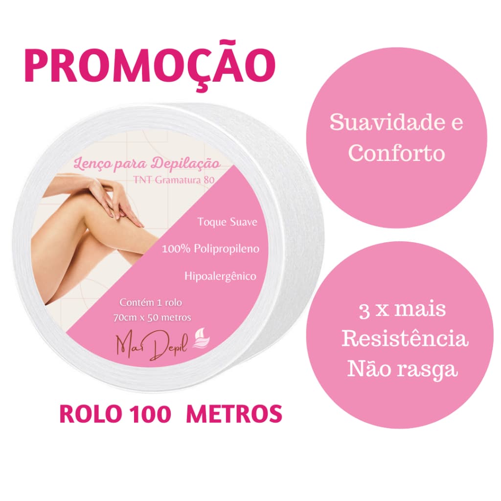 Kit 3 rolos Tnt Depilação 80gr x 100 Metros Papel para Depilação, Lenço de Depilação. ENVIO RAPIDO