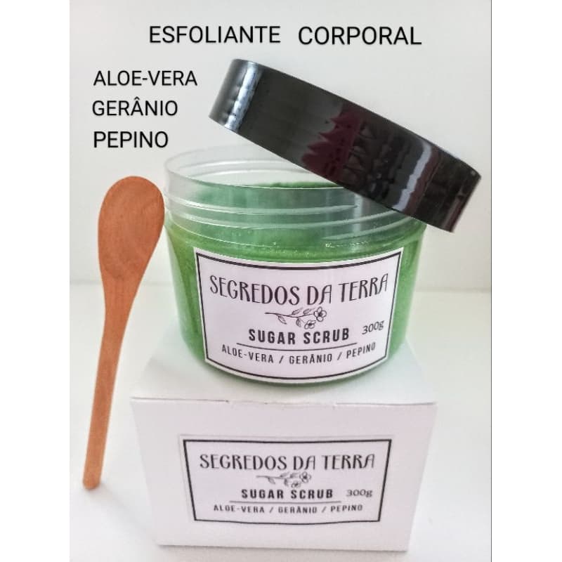 Esfoliante Corporal 300gr, Aloe-Vera, Gerânio, Pepino, Sugar Scrub Cream