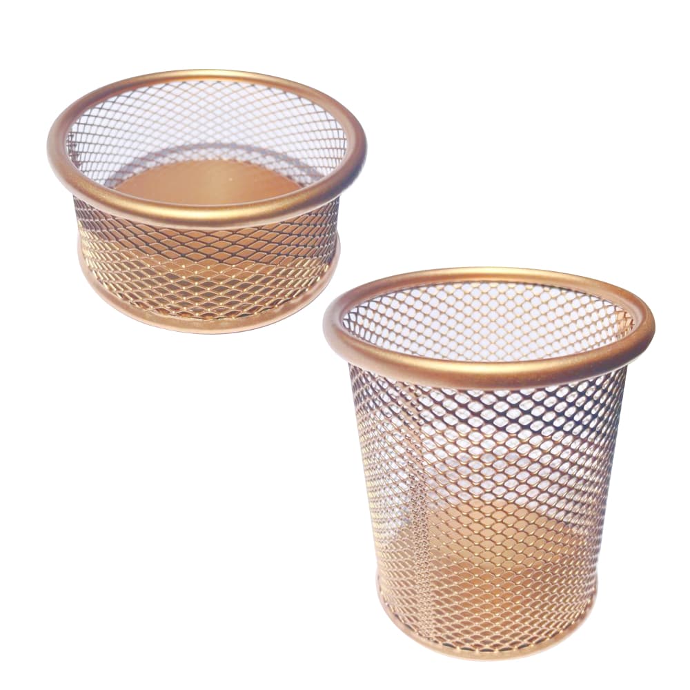 Porta Lápis Clips De Metal Dourado Organizador Decorativo De Mesa Redondo Ouro