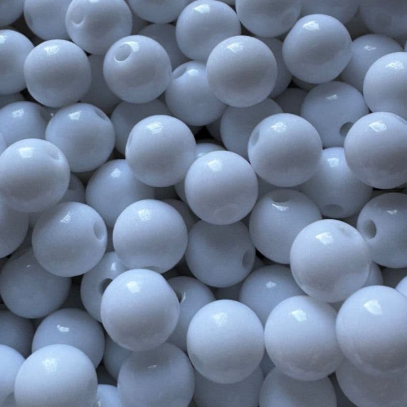 Miçanga Bola Leitosa Branco 8mm 200 peças