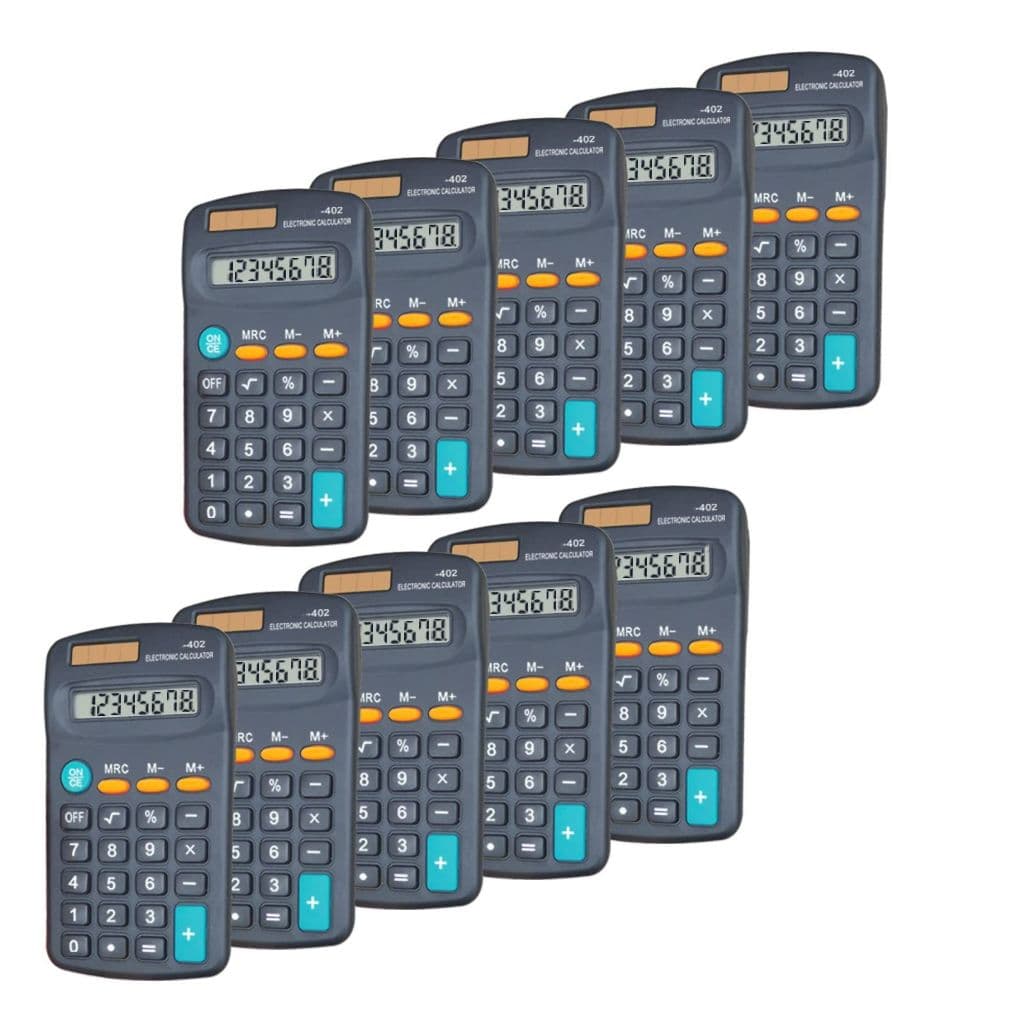 Kit 10 Calculadoras De Bolso ET-402 Preto