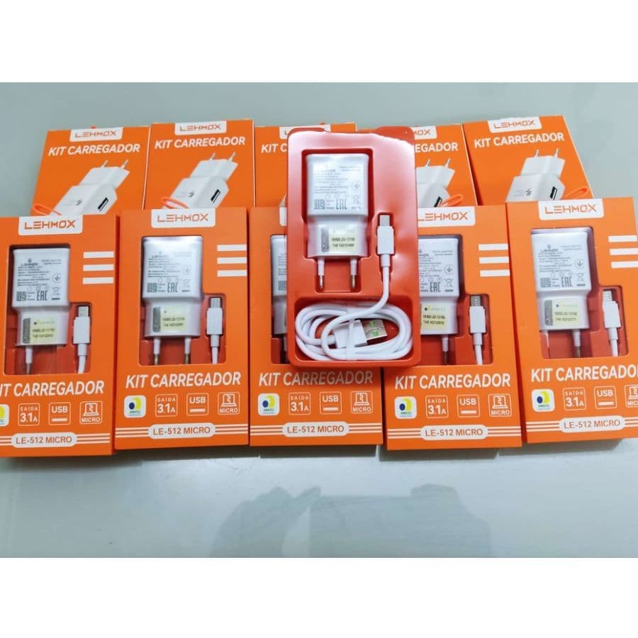 kit 5pcs Carregador de Celular Super Charging 3.1A Cabo MICRO V8 / TIPO-C / Iphone Lehmox
