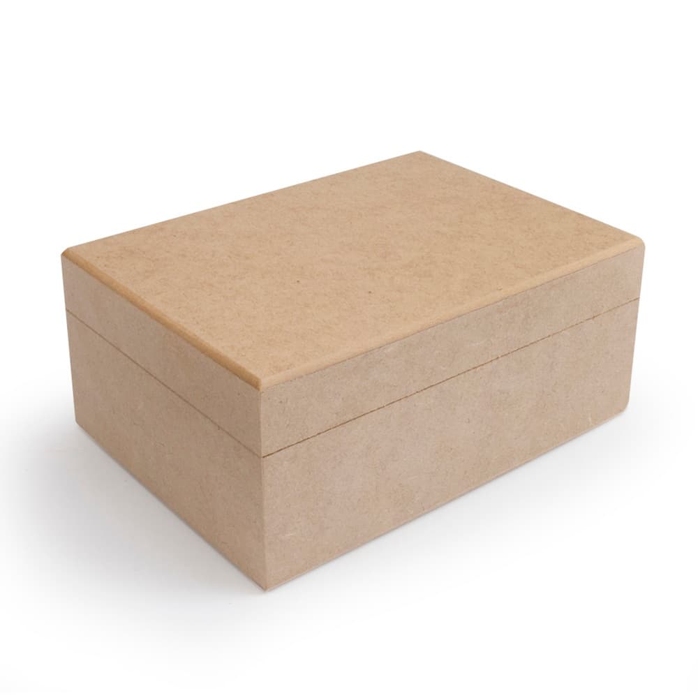 Caixa Retangular Lisa 20x15x8,5 Com Dobradiça - Mdf Cru