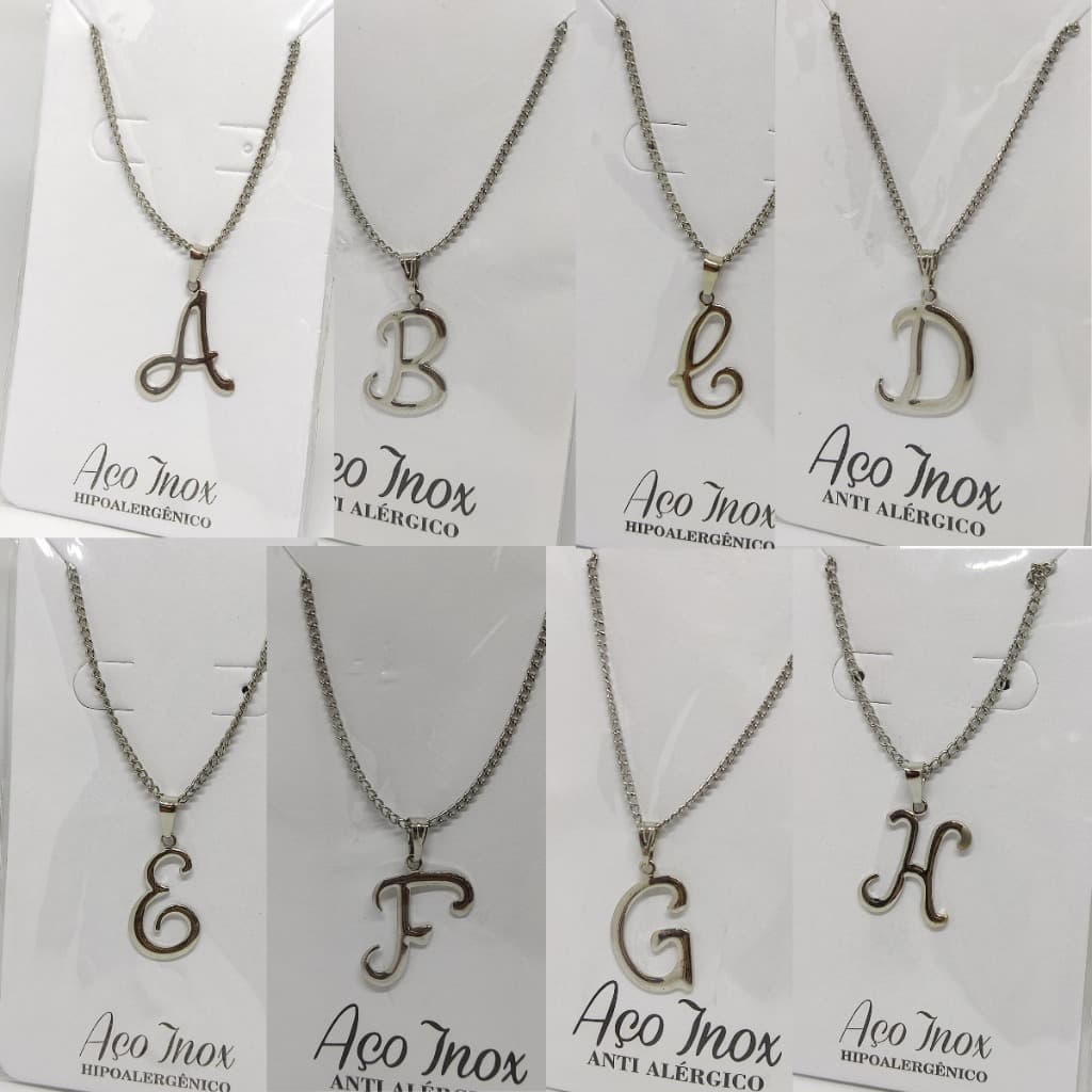 Corrente Colar Gargantilha Feminino Letra Nome Prateado Em Inox Aço De Menina Mulher Brilhante Delicadeza e Força