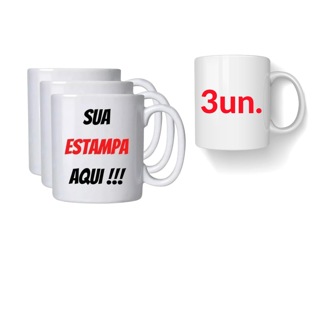 Kit 3 canecas personalizadas com sua arte logo ideia