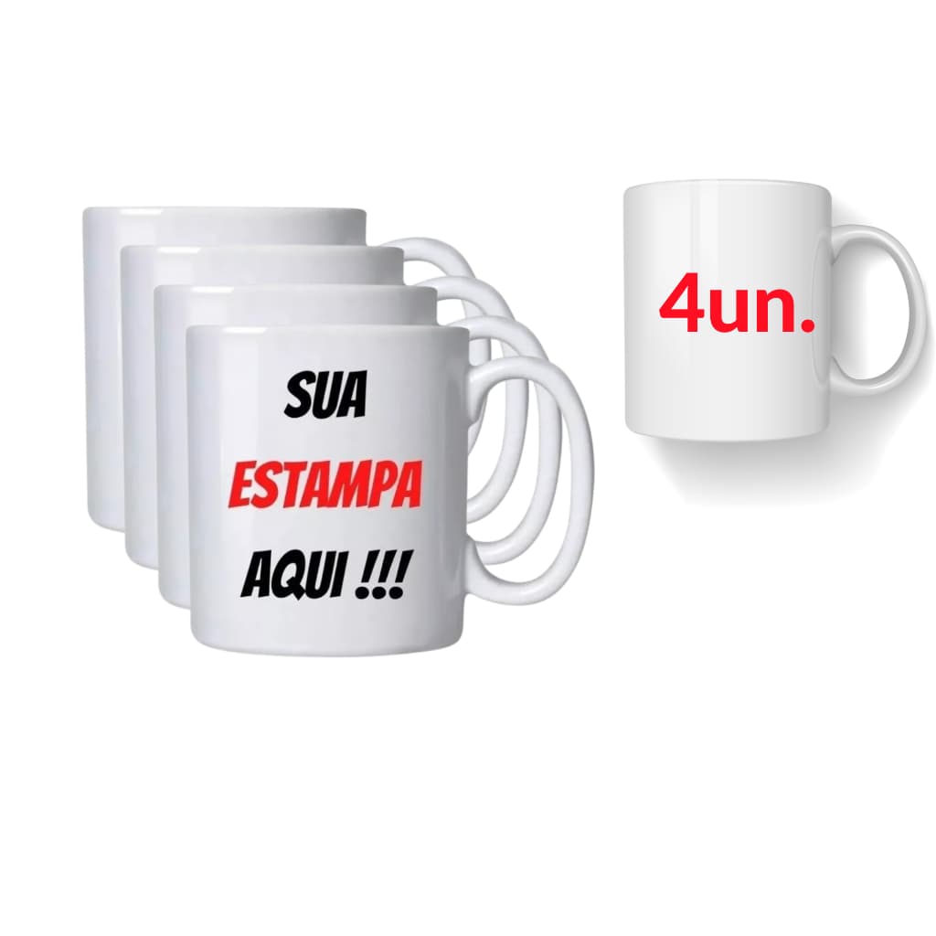 Kit 4 canecas personalizadas com sua arte estampa logo ideia