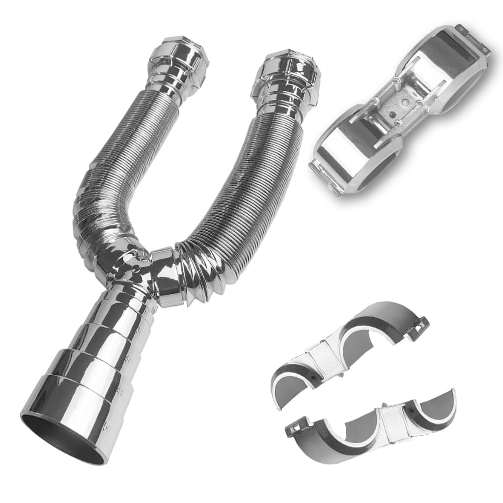 Sifão Duplo Para Tanque Pia de Cozinha Pia Banheiro (Cromado)  Universal Lavatório Anti-odor com Abraçadeira