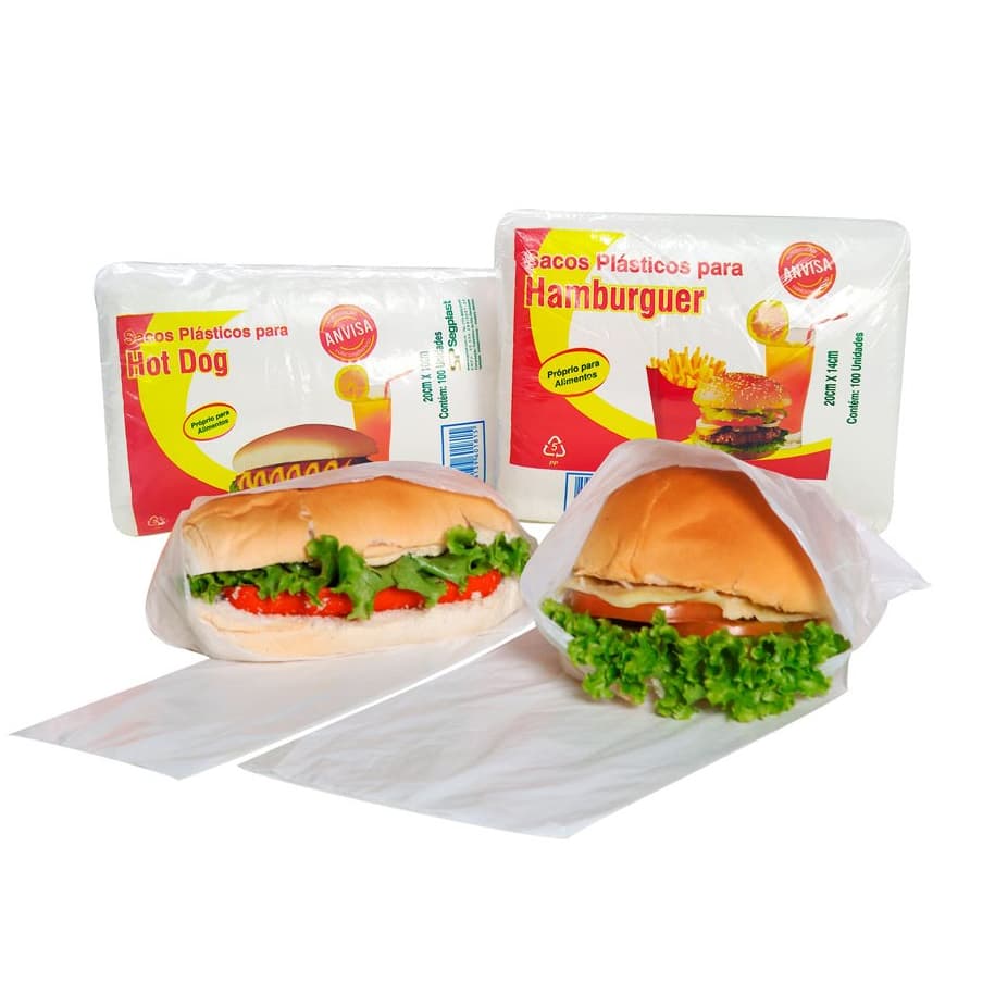 100 Sacos Para Lanches. Hot dog, Hamburguer, Mini Cachorro quente. Plastico Leitoso