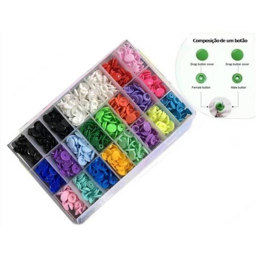 kit com 360 Botões do tipo Ritas Coloridos com CASE - Qualidade top Botão Pressão Plastico T5 n12