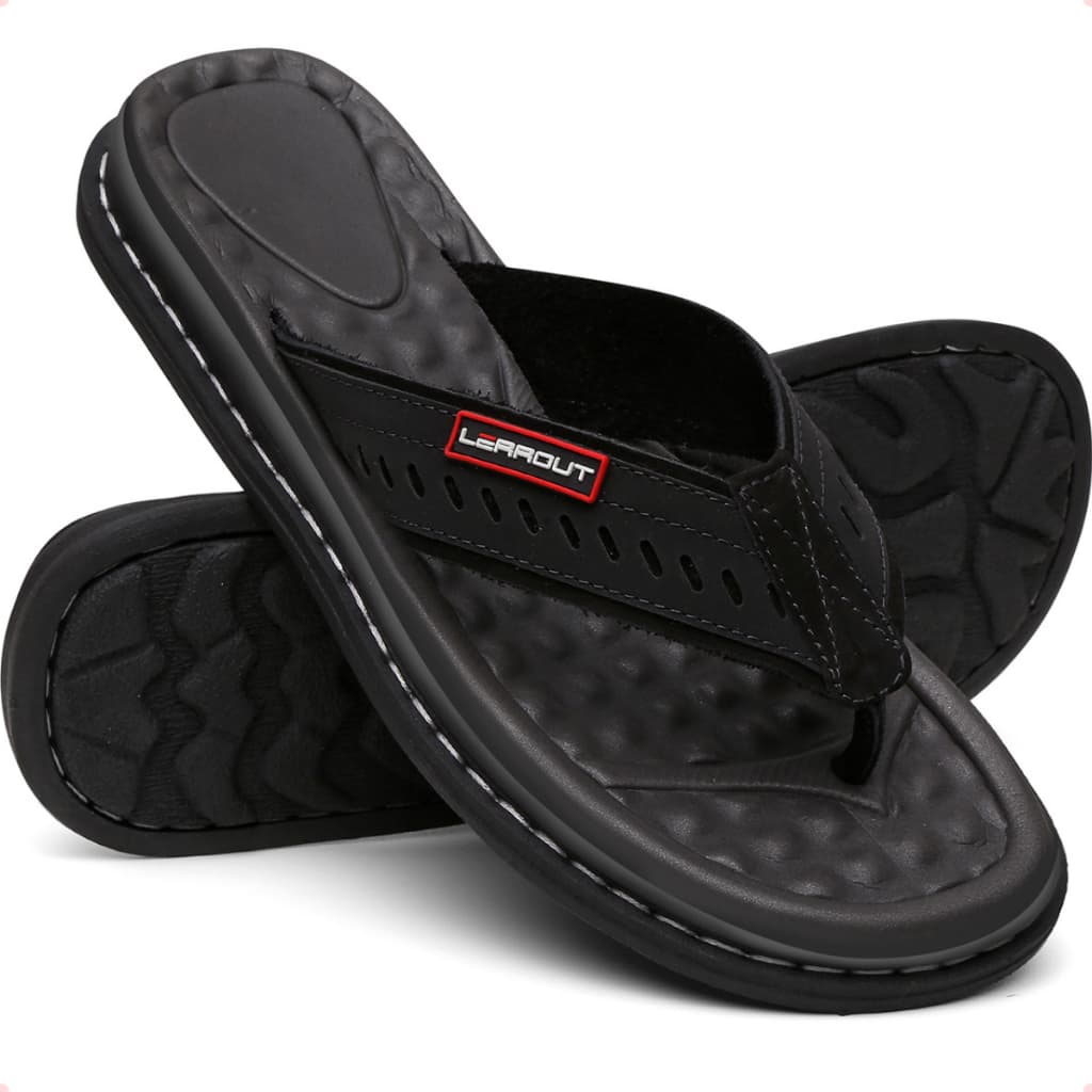 Chinelo Ortopédico Masculino Couro Sandália Anatômica Antistress