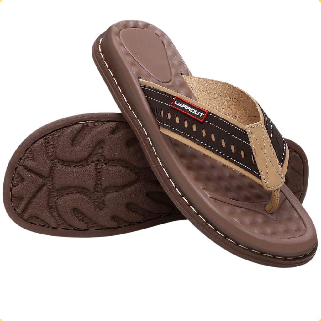 Chinelo Masculino Em Couro Legítimo Sandália Ortopédica Anatômica