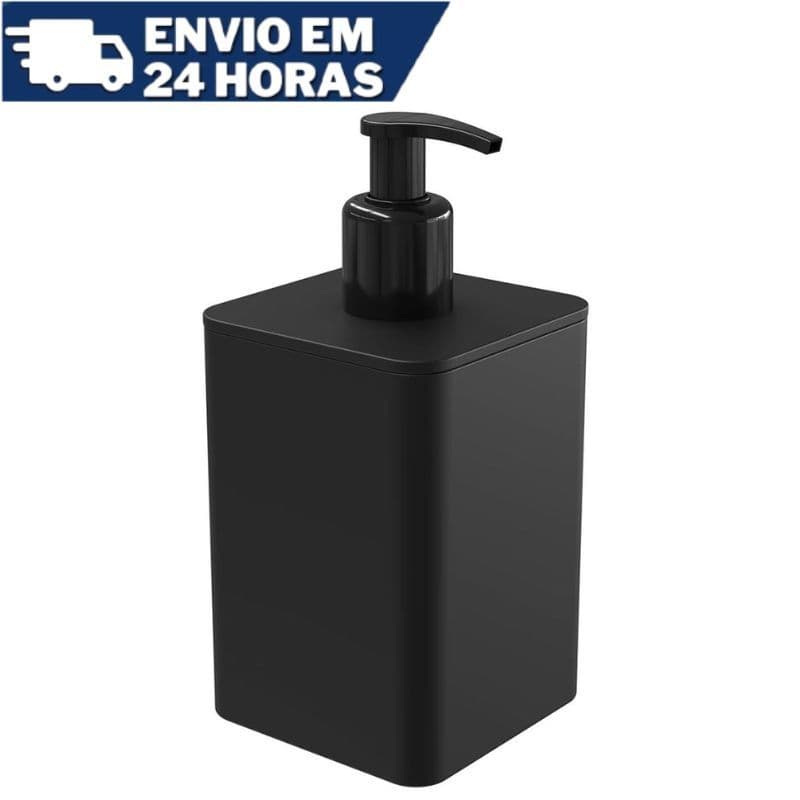 Porta Sabonete Líquido De Plástico Quadrado Smile 350ML Preto ou Branco Dispenser Detergente