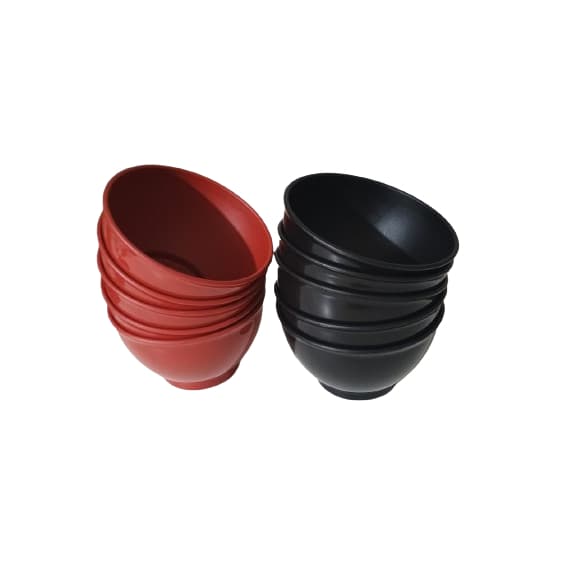 kit 10 cumbucas para caldos e sobremesas 700ml de plástico vermelha ou preta