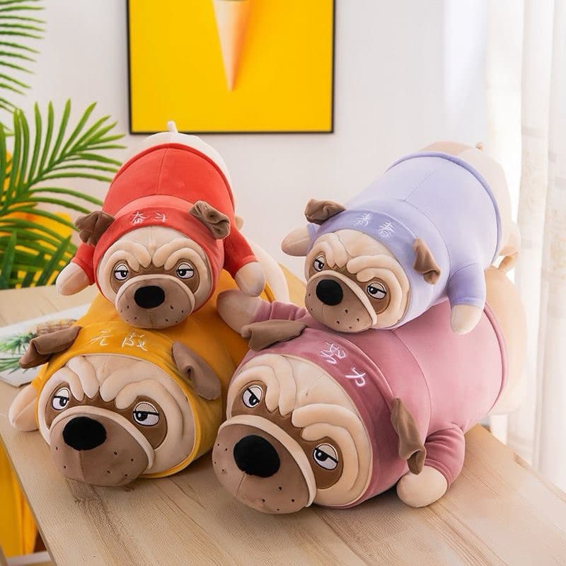 Pelúcia Pug Cachorrinho Deitado 45CM Cores Sortidas Pelúcia Envio Imediato