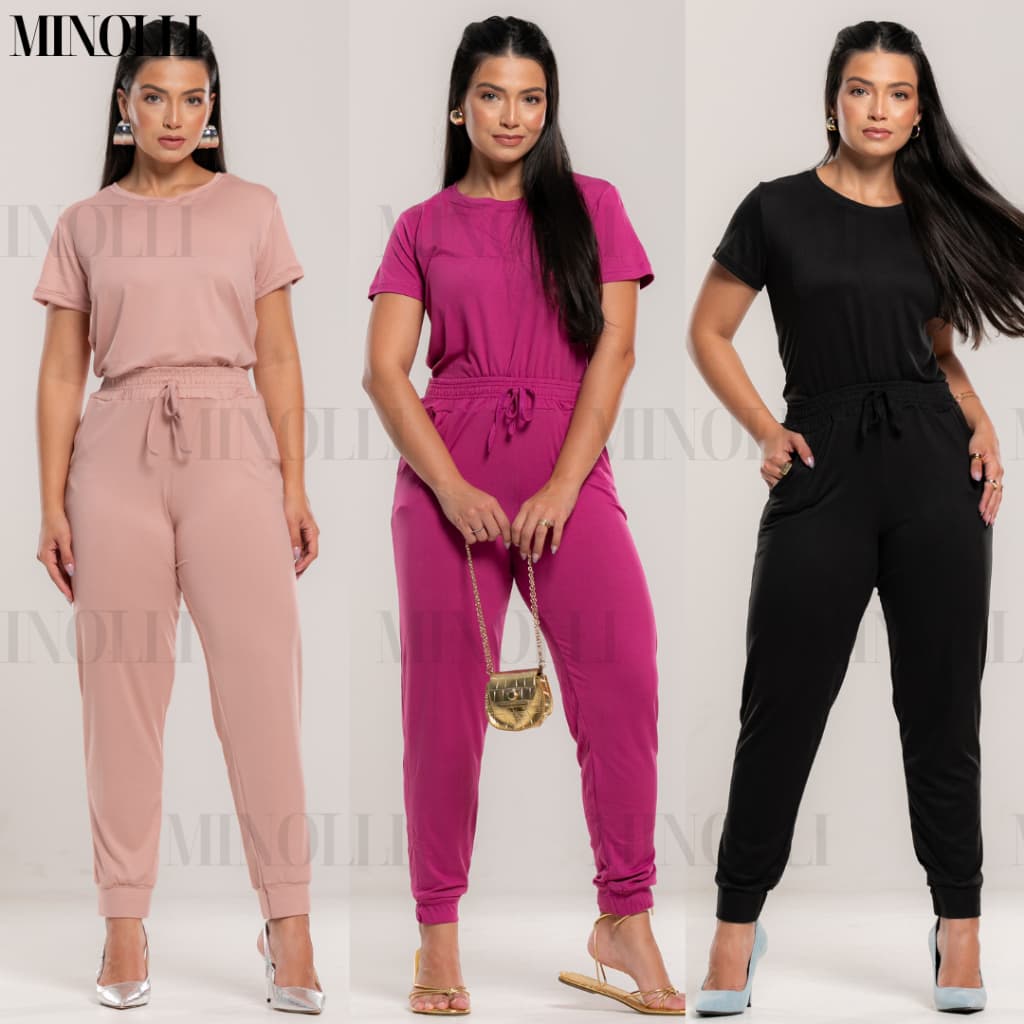 Conjunto Feminino em Malha Suede Light Calça Jogger Blusa Feminina Confortável Fardamento Blusa