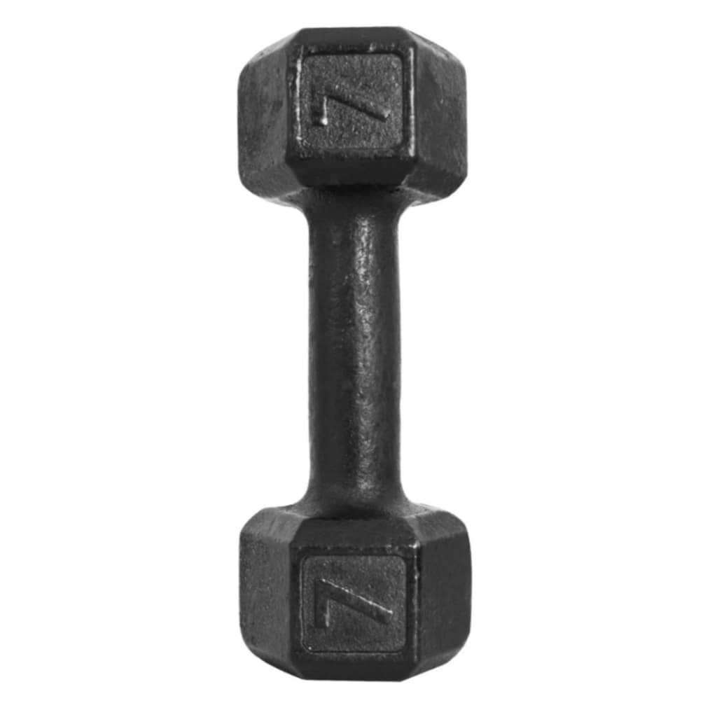 Halter Sextavado Pintado Ferro Fundido Pintado Preto de 07kg 1 Unidade Exercícios Em Casa Academia