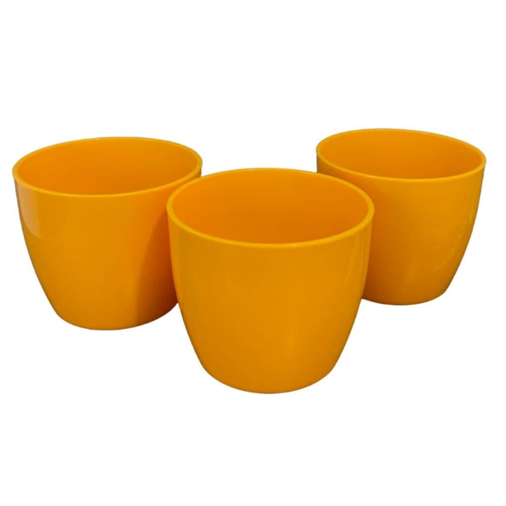 03 Mini Vaso Cachepo para Plantas Liso Plástico Pp 6,5x5,5 Amarelo Decorativo