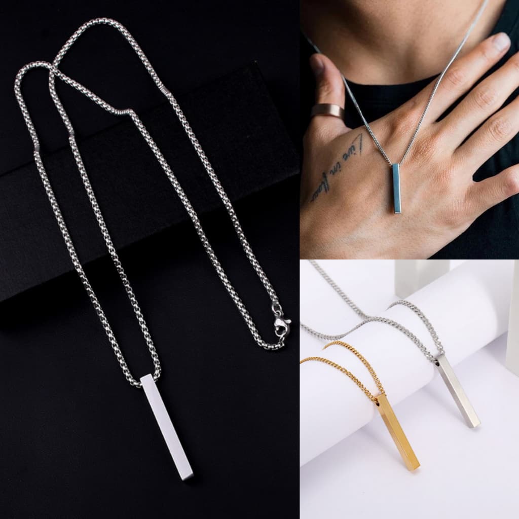 1 Peça Joias Colar Pingente Pendulo Retângulo Corrente Gumert Correntes mascuinas Colares MOda masculino feminino