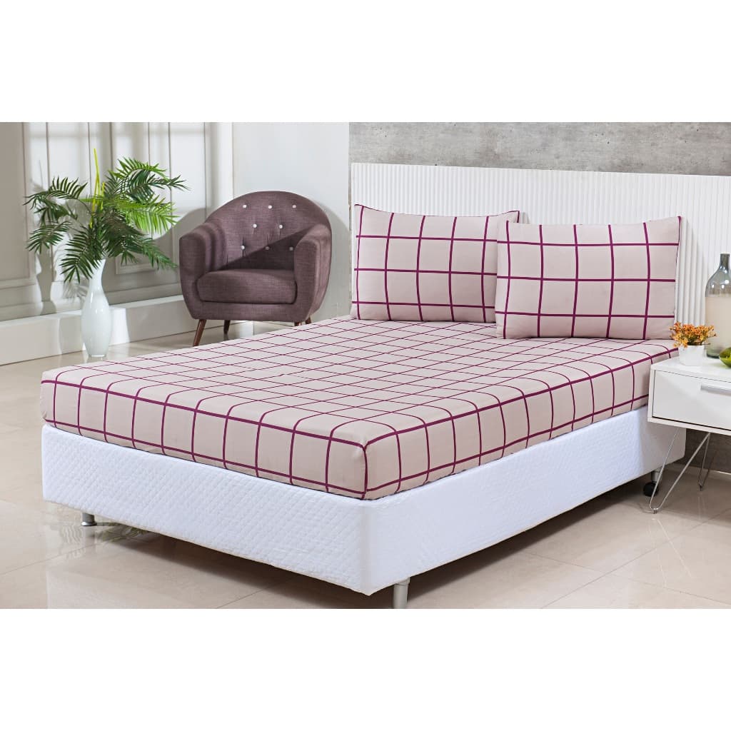 Jogo de Lençol Queen 3 peças 400 Fios Com Elástico Queen Cama Box