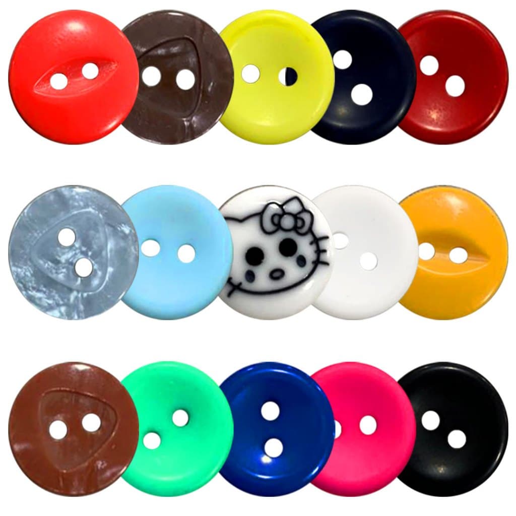 Botão Camisaria 15mm 12 Unidades Com Cores Para Escolher Botão com 2 Furos