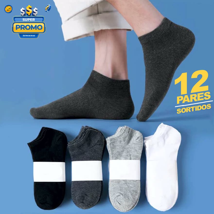 Kit 12 Pares De Meia Soquetes Unisex  ótima qualidade Tamanho 38 a 44 Envio Rapido