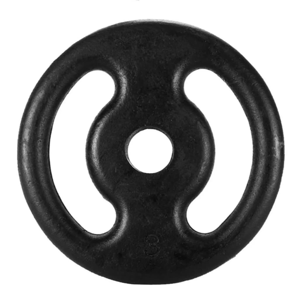 Anilha Furo 31mm Ferro Fundido Pintado Preto de 03kg 1 Unidade Exercícios Em Casa Ar Livre Academia