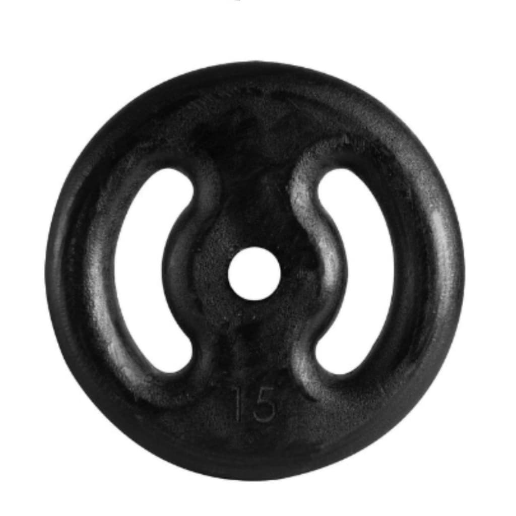 Anilha Furo 31mm Ferro Fundido Pintado Preto de 15kg 1 Unidade Exercícios Em Casa Ar Livre Academia