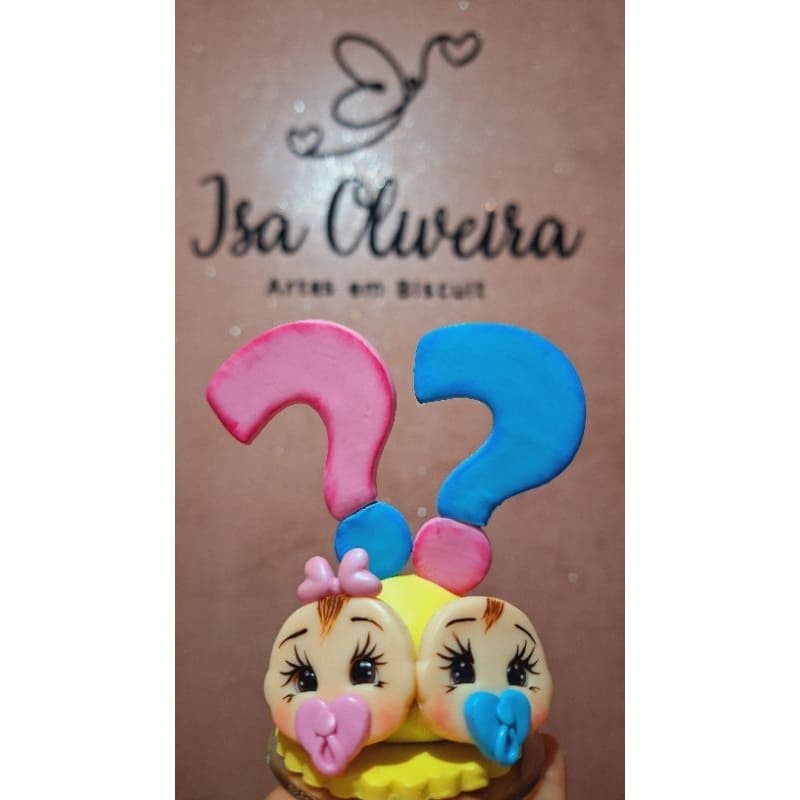 Topo de BoloChá Revelação/Topo em biscuit/Topo de bolo