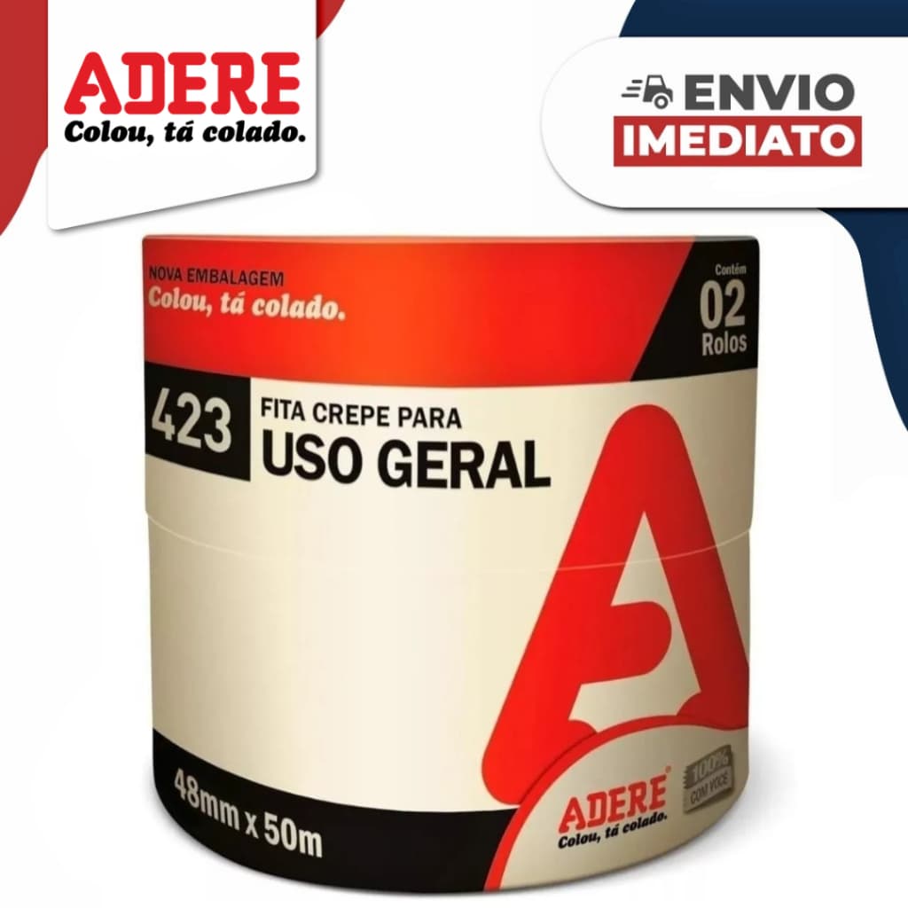 Fita Crepe Branca Larga Para Pintura 48mm X 50 Metros Mascaramento Auto Adesivo Uso Profissional Tipo 3M Uso Geral