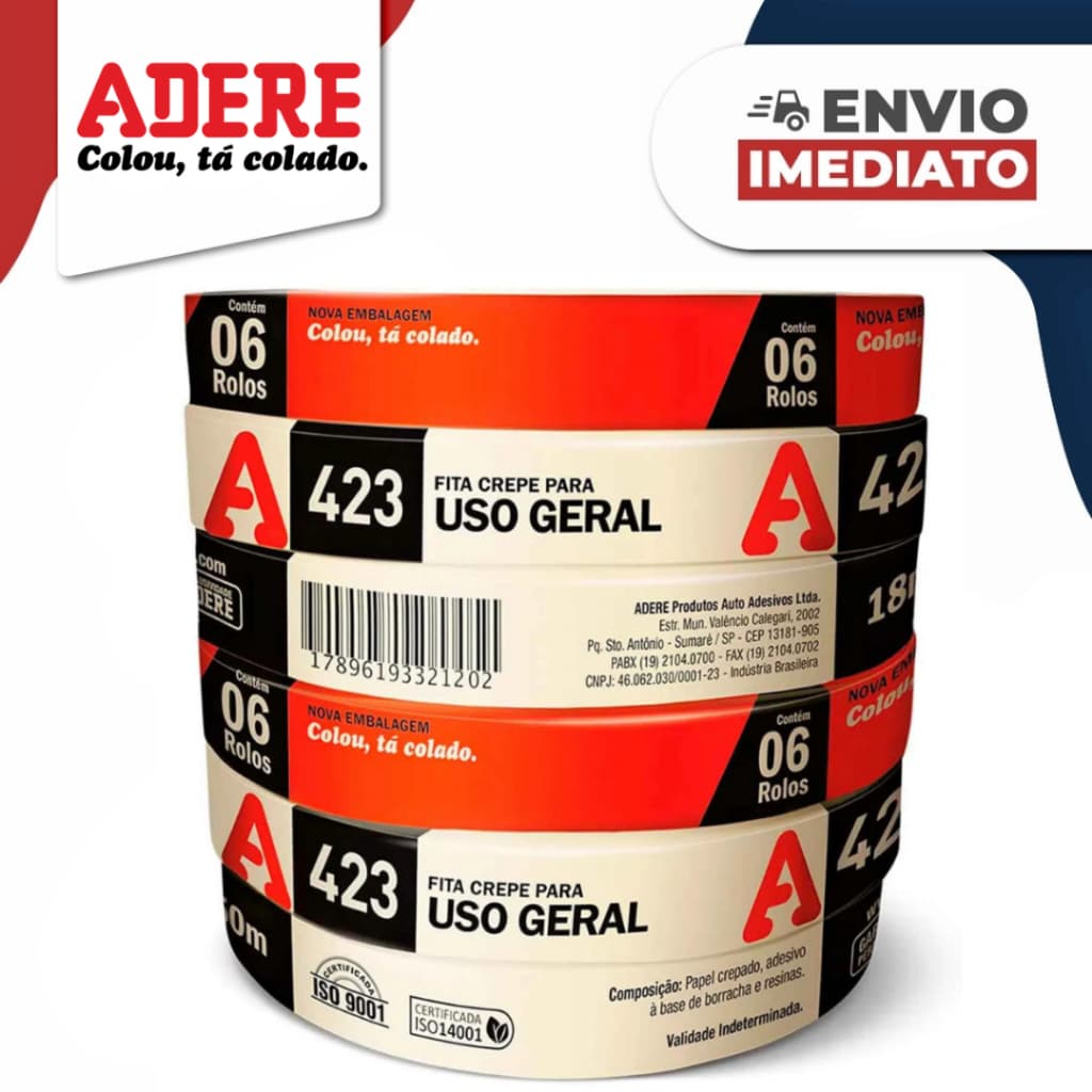 kit Com 6 Fita Crepe Adere 18mm x 50m
