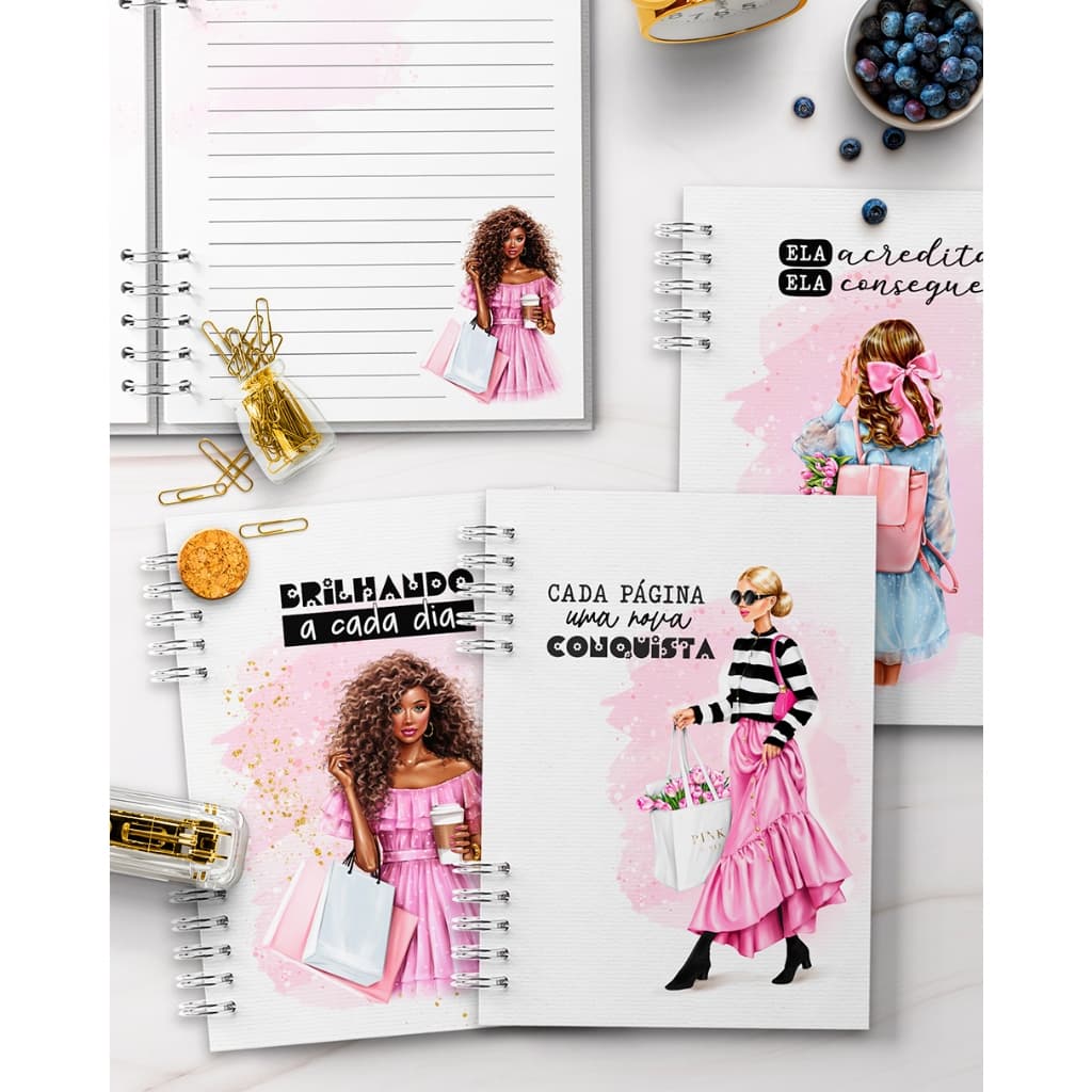 Caderno personalizado com NOME DO COMPRADOR, 200 páginas, a5, folhas decoradas, coleção fashion