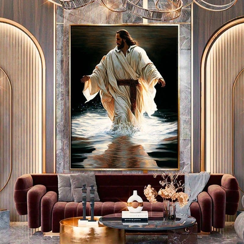 Quadro Decorativo Jesus andando em Aguas 110x80cm