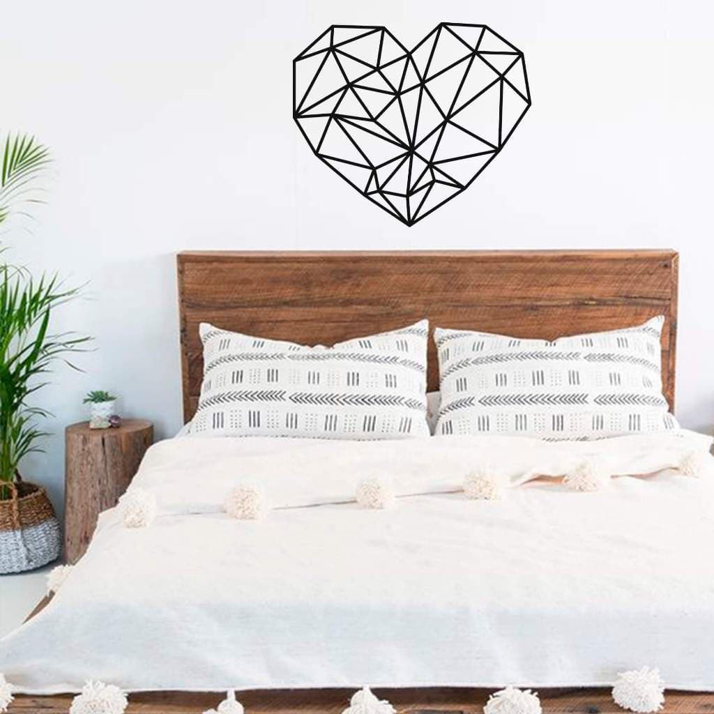 Adesivo de Parede Coração Geométrico Decoração Industrial Quarto Casal